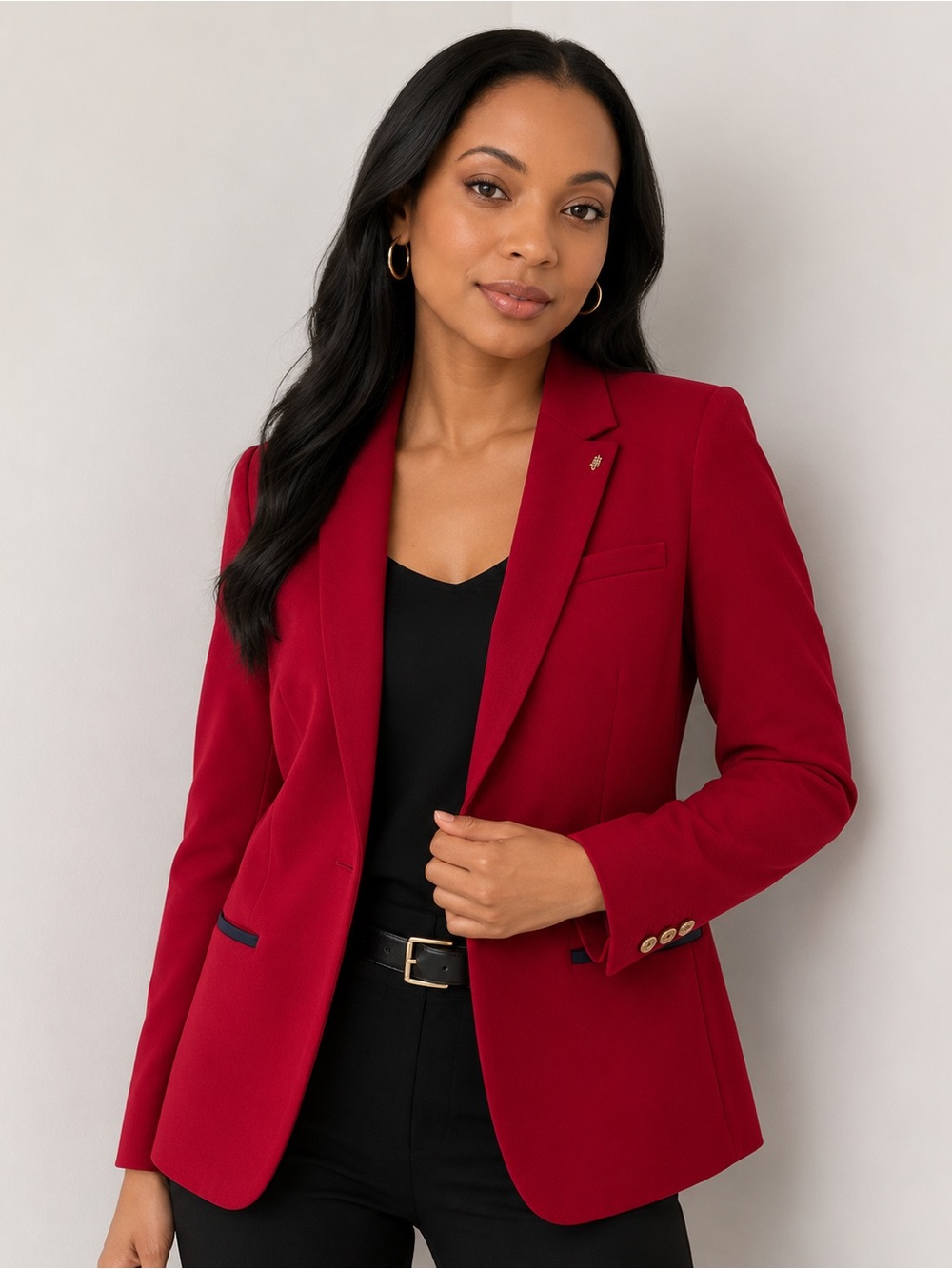 Tommy Hilfiger Red Blazer with Blue Trim